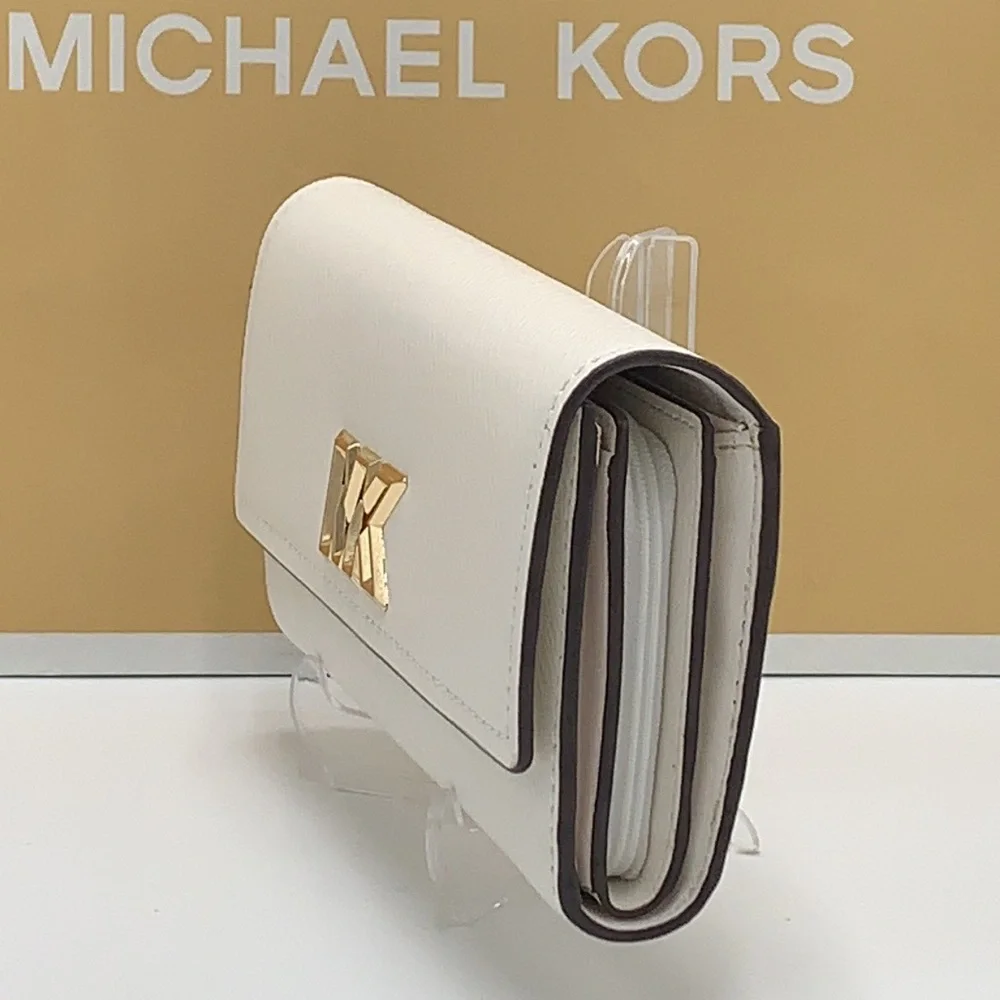 Brand New with Tag Michael Kors Large Mimi Bifold Wallet Color: Optic White